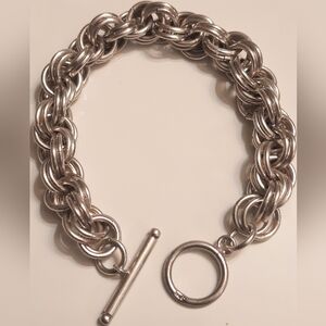 Chunky Silver P Chain Bracelet